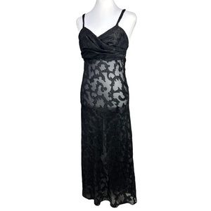 Vintage Victoria's Secret Gold Label Slip Dress Black Sheer Midi Nightgown